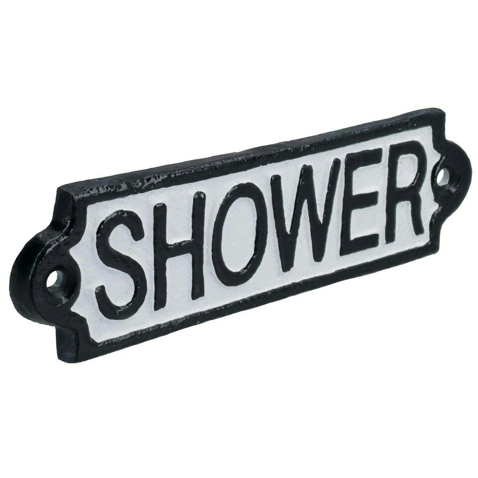 image 1 of Shower Cast Iron Sign Plaque Door Wall House Home Gate Post Bathroom Hotel
