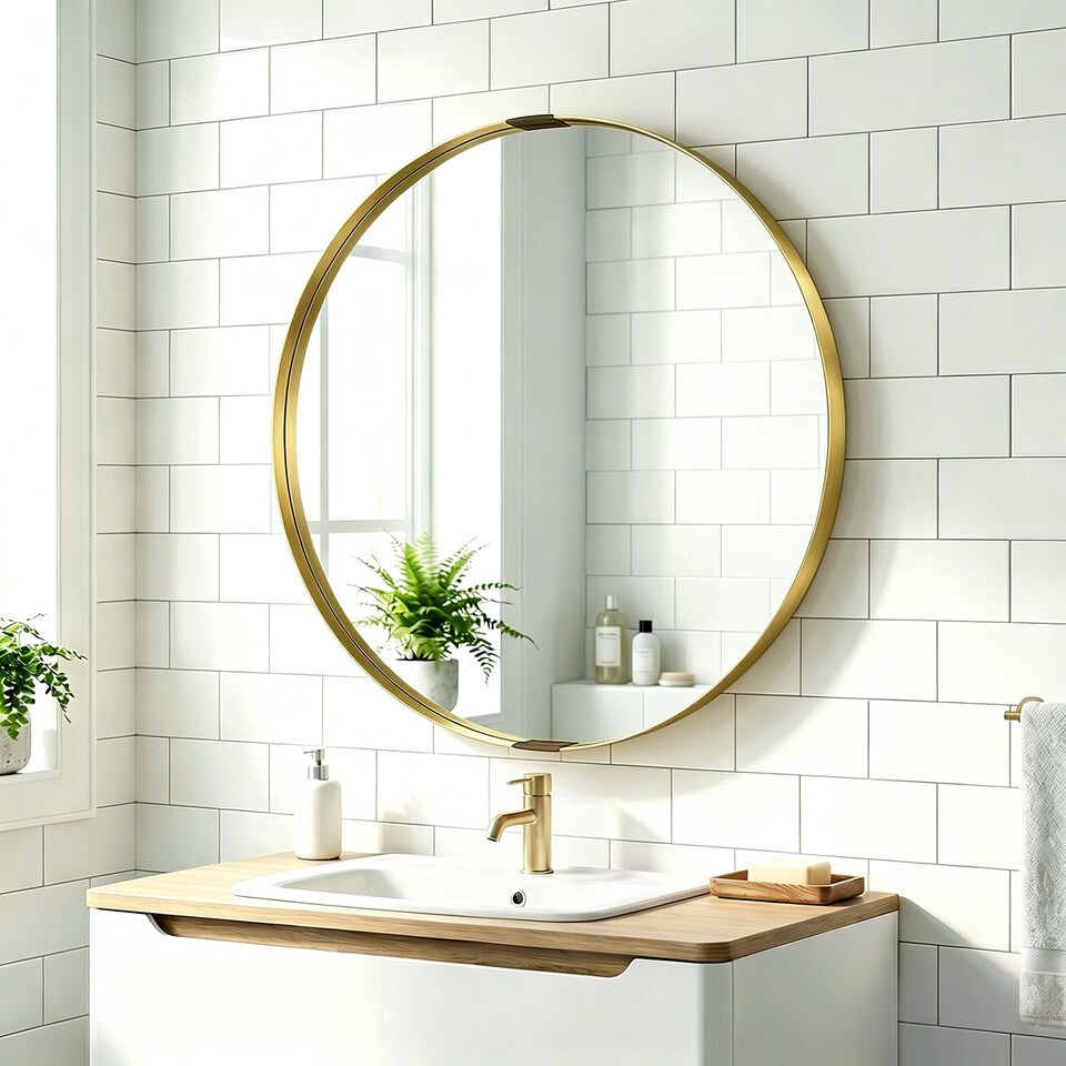 image 1 of HOMCOM Wall Mirror 61 cm, Wall Mounted Bathroom Mirror