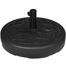 Outsunny Garden Parasol Base Water or Sand Filled Weight with Built-In Handle | Black | Black | Φ56 x 30.5H cm