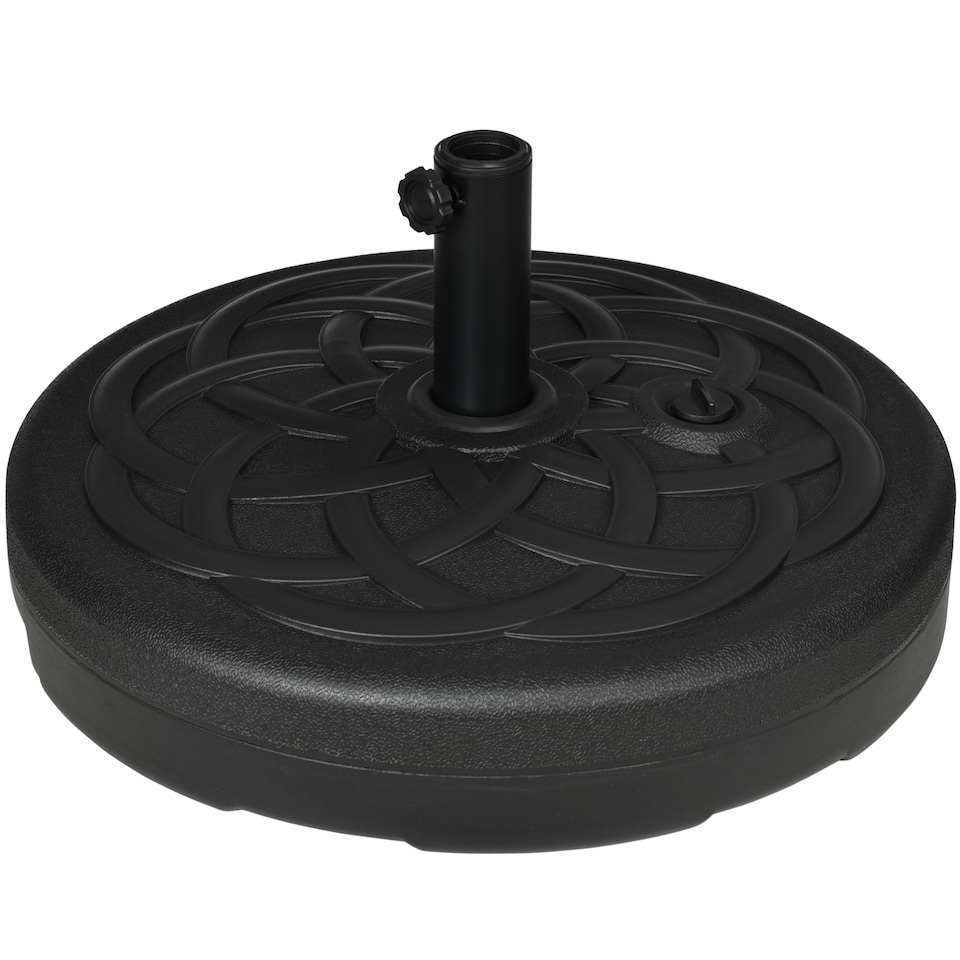 image 1 of Outsunny Garden Parasol Base Water or Sand Filled Weight with Built-In Handle | Black | Black | Φ56 x 30.5H cm