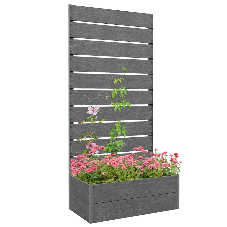 image 1 of Outsunny Raised Garden Bed with Trellis and Drainage Hole, Planter Box
