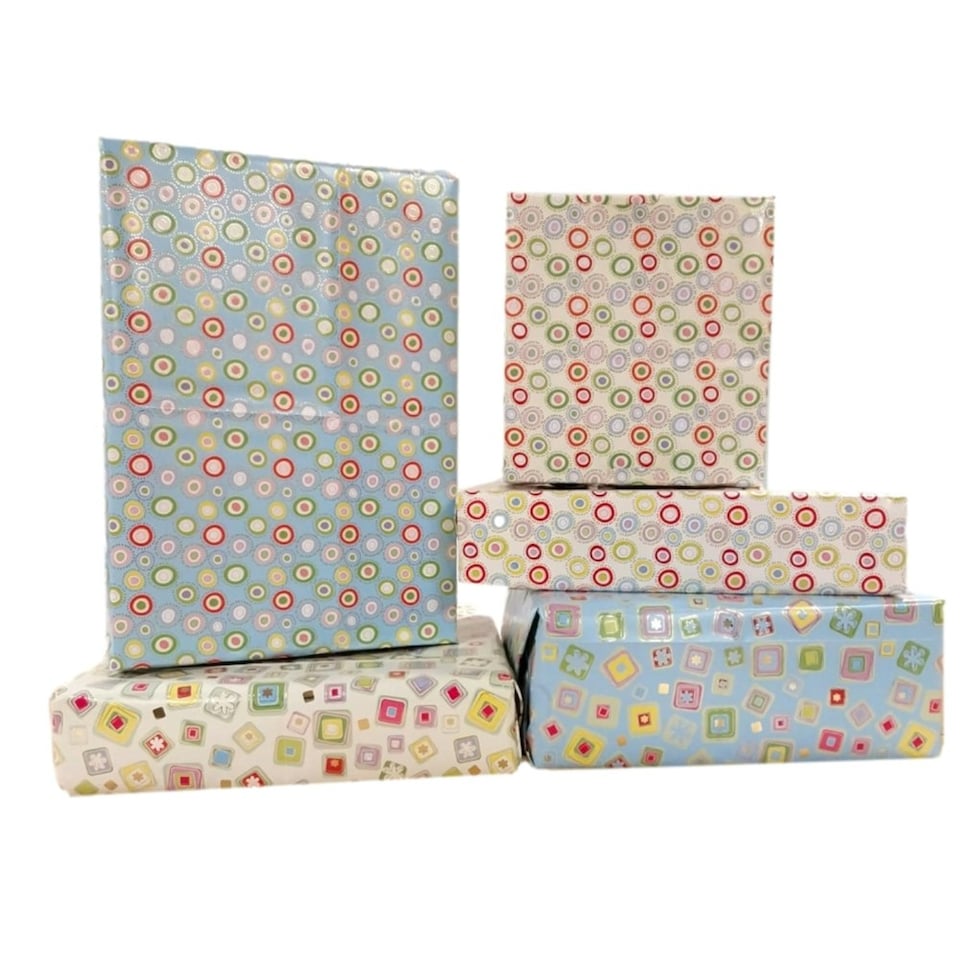 image 1 of 10 Sheets of Luxury Shapes Design Gift Wrap and Tags - New Born Baby, Birthday, Christening, Christmas etc