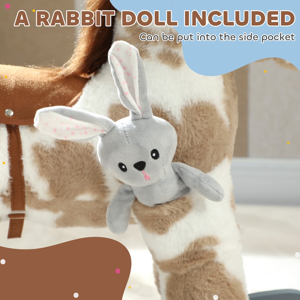 image 1 of AIYAPLAY Baby Rocking Horse, Plush Ride on Animal Rocker with Sound and Toy