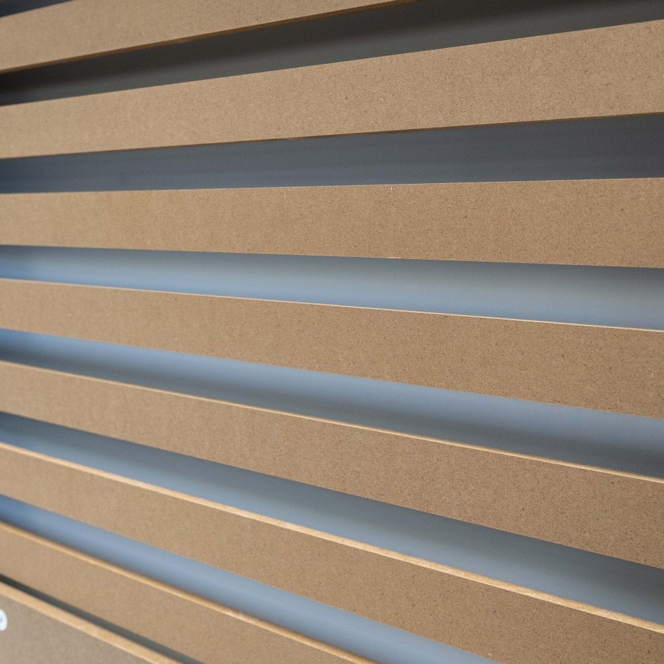 image 1 of JSH Radiator Cover Unpainted Horizontal Slat Wood MDF - Medium - 112cm (W) x 81.5cm (H) x 19cm (D) | Brown