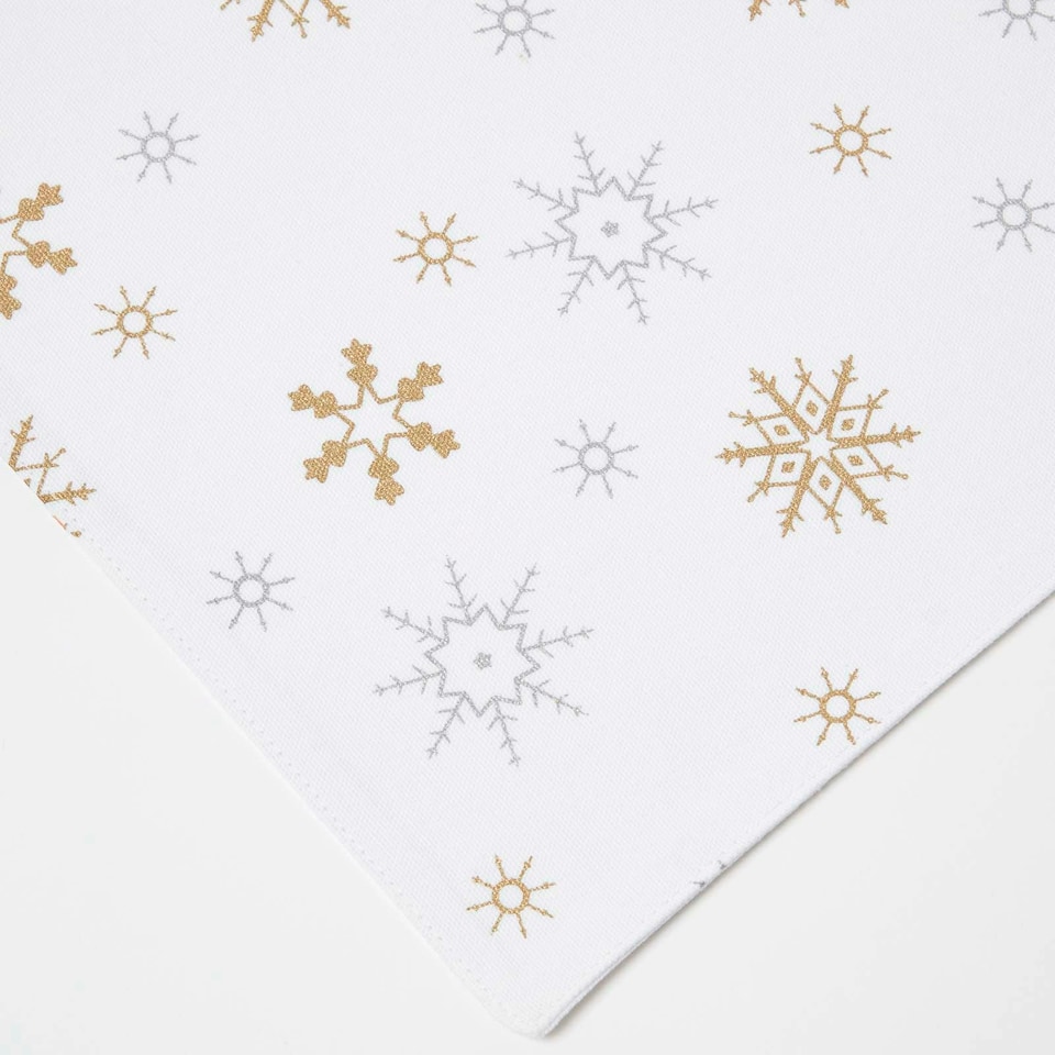 image 1 of Homescapes Cotton Christmas Gold Snowflake Pack of 2 Placemats