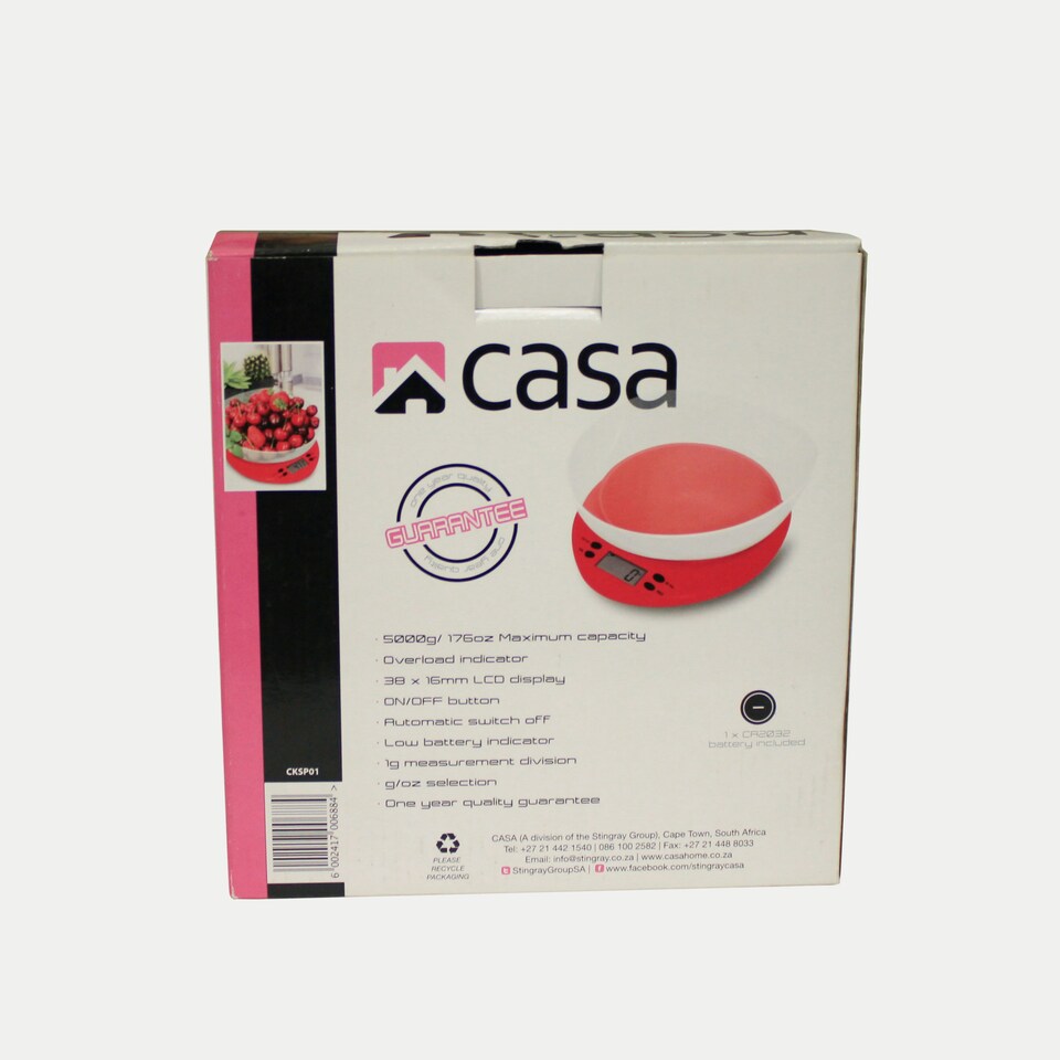 image 1 of CKSP01-Casa - Kitchen Scale W/ Clear Bowl - Fresco Red