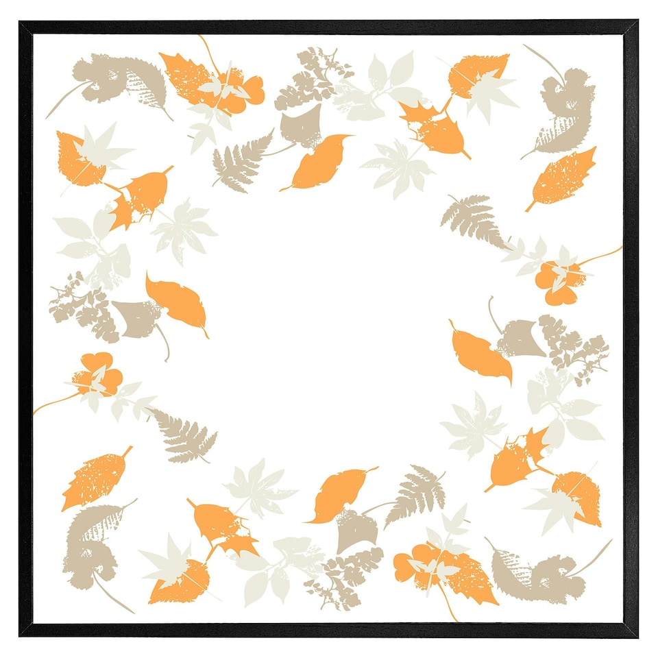 image 1 of Orange & grey autumn leaves (Picture Frame) Grey | L