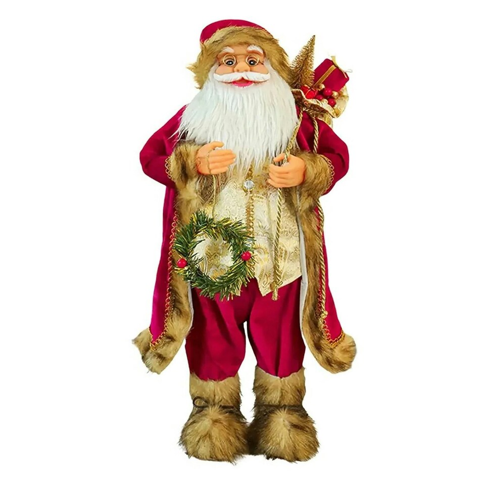 image 1 of Premier Standing Santa with Glasses Decoration - Burgundy - 40cm
