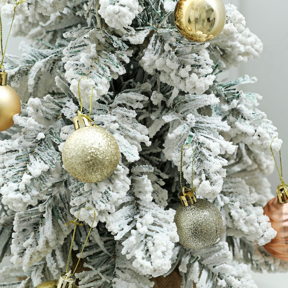 image 1 of HOMCOM 2 Piece Mini Artificial Christmas Trees Flocked Tabletop Xmas Trees