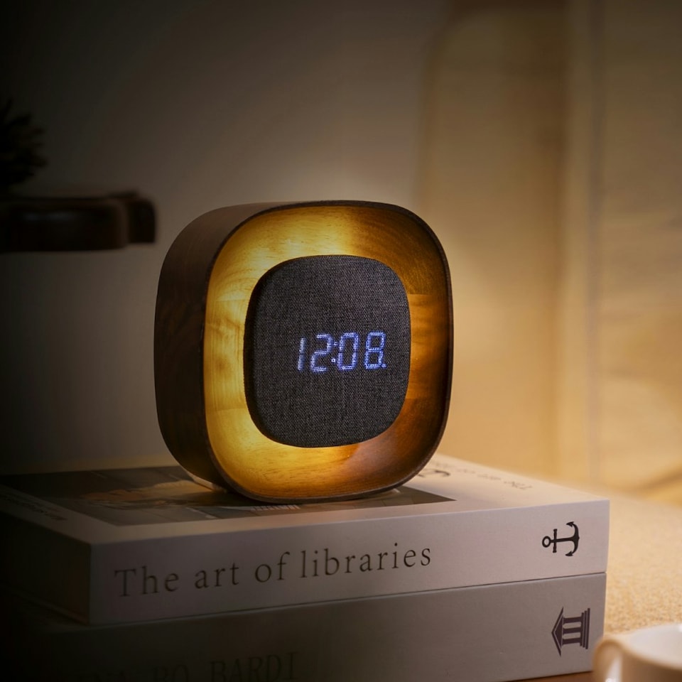image 1 of Gingko Lumos Clock & Lamp - Square N/A | Walnut