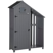 Outsunny Garden Storage Shed With Shelves Log Rack for Garden Tools