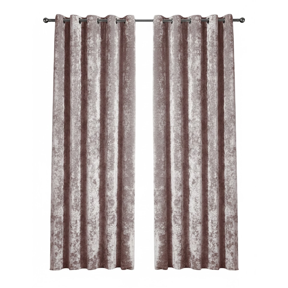 image 1 of Crushed Velvet Eyelet Curtains Luxurious Finish for Contemporary Homes 66x90 Inch | Pink