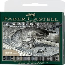 PITT Artist Pen Brush Wallet of 8 black/grey - Faber-Castell - FC167171