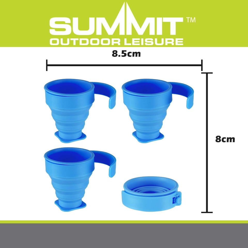 image 1 of PMS Folding Silicone Mugs 4-Pack - Blue, 8cm x 8.5cm