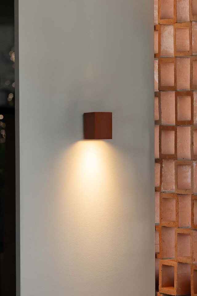image 1 of Lune Square Flush Wall Lamp Terracotta 1x GU10