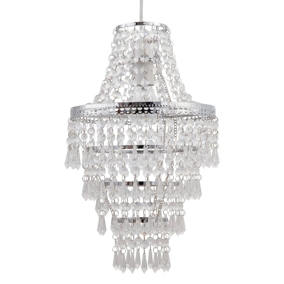 image 1 of Chrome Tiered Chandelier Style Light Shade | Clear | Chrome | Medium | 1