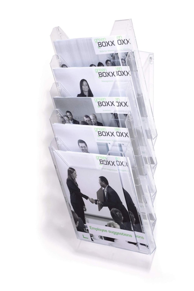 image 1 of Durable COMBIBOXX 5 Literature Tray | Stand & Wall Mount | A4 Portrait | Clear