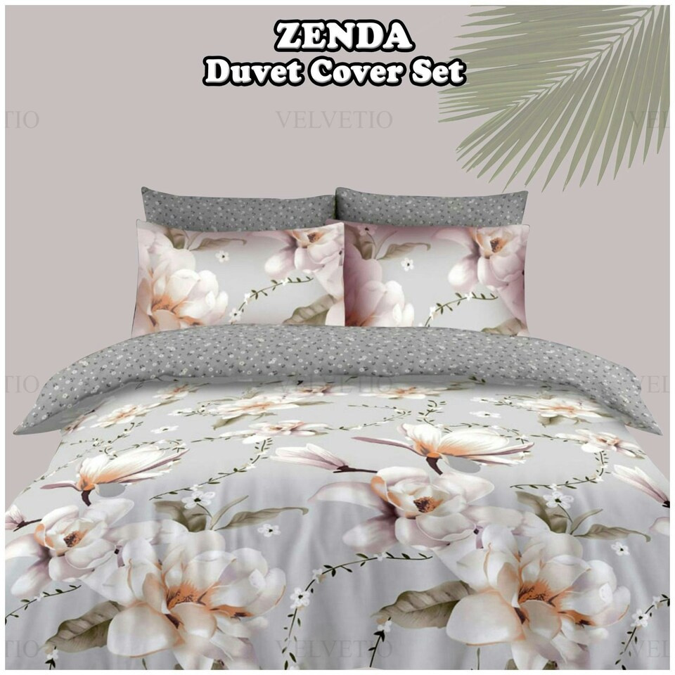 image 1 of VELVETIO Zenda Complete Duvet Cover Set with Fitted Sheet Soft Printed Bedding Bedset Multi | Single