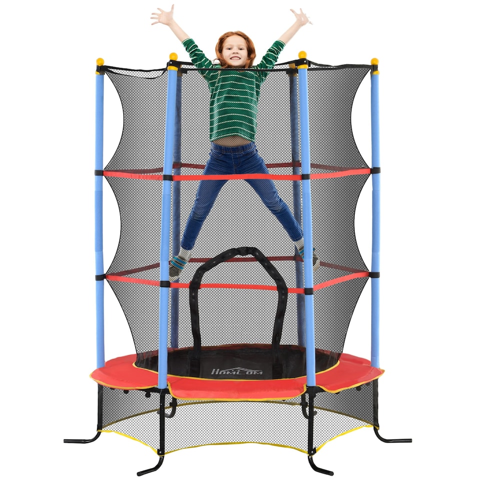 image 1 of HOMCOM Trampoline for Kids w/Enclosure Net Built-in Zipper 3-10 Year