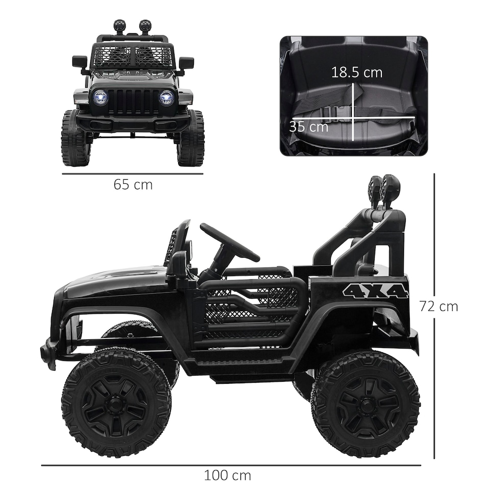image 1 of HOMCOM 12V Kids Electric Ride On Car Truck Off-road Toy W/ Remote Control Black