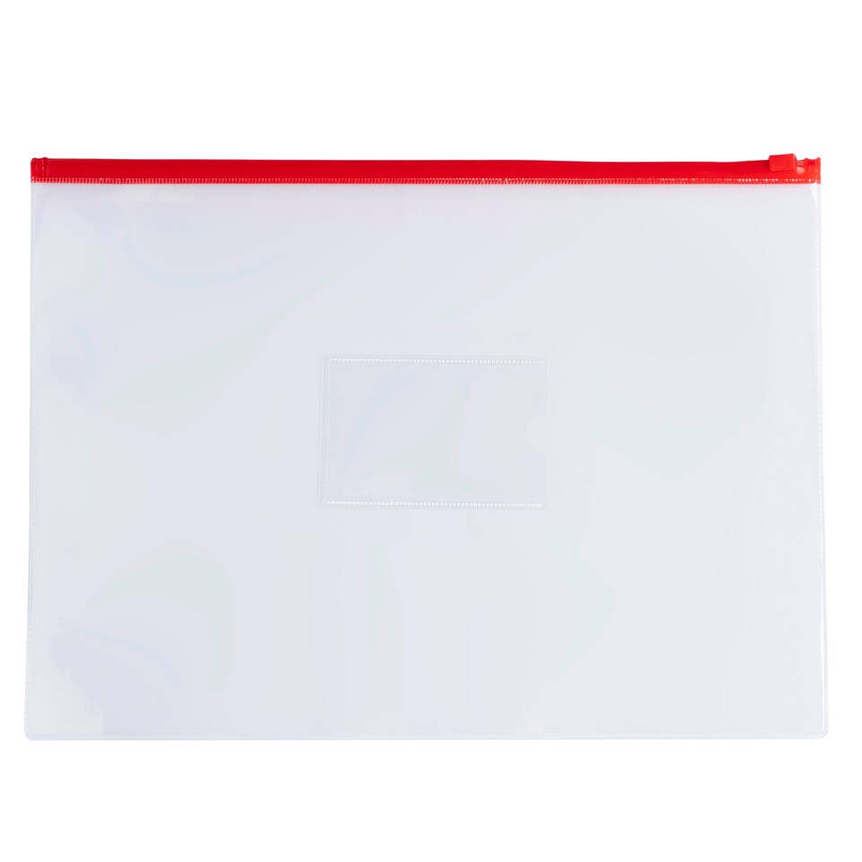 image 1 of Pack of 12 A3 Clear Zippy Bags with Red Zip