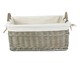 image 2 of Medium Shallow Antique Wash Lined Storage Wicker Basket | White | White