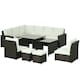 image 1 of Outsunny 10-Seater Sofa Sectional w/ Cushioned Seat, Footstools and Glass Table