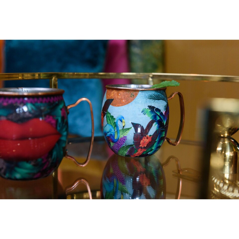image 1 of Mikasa x Sarah Arnett Stainless Steel Moscow Mule Mug, 450ml, Flamingo Multi