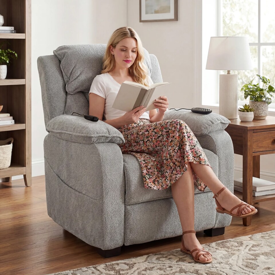 image 1 of HOMCOM Power Recliner Chair with Massage and Heat, Spring Seat