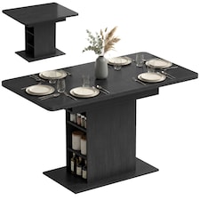 HOMCOM Extendable Dining Table for 4-6, Kitchen Table with Shelves