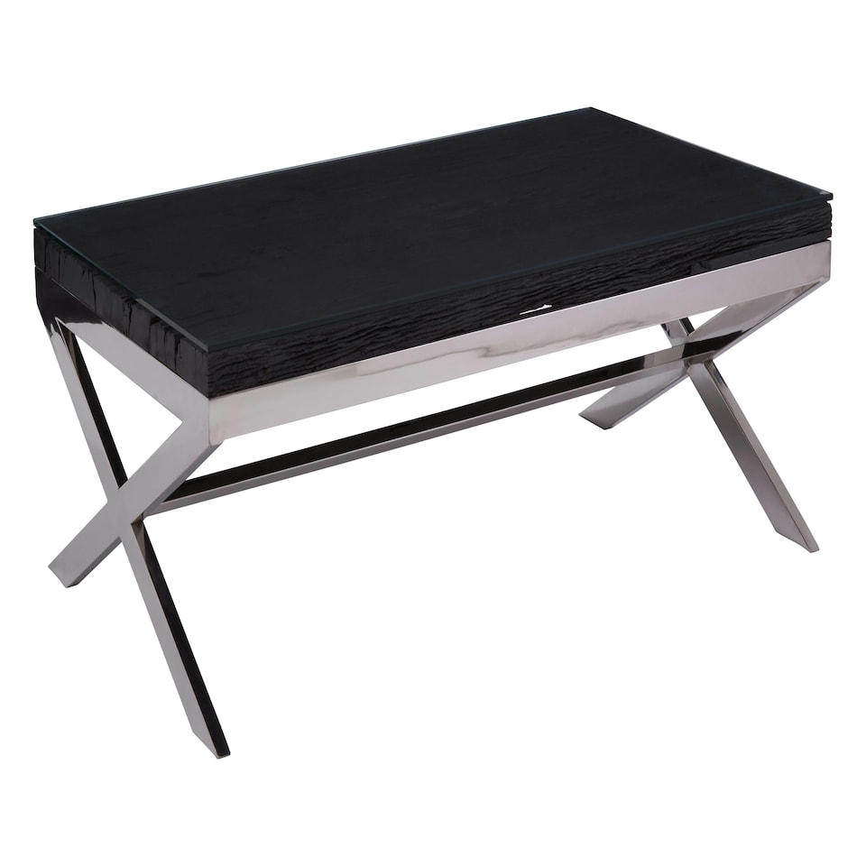 image 1 of Interiors by Premier Black Coffee Table With Cross Base Black