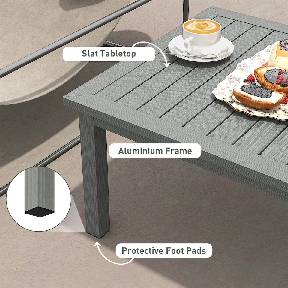 image 1 of Outsunny Garden Aluminium Outdoor Coffee Table Patio Table w/ Grey Grey | Grey