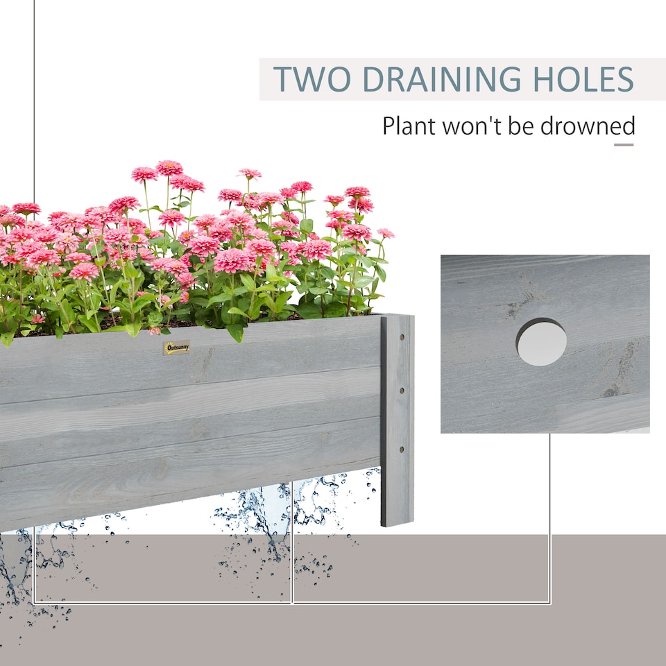 image 1 of (58L, 100 x 36.5 x 36 cm, Grey) Outsunny Wooden Garden Raised Bed Planter