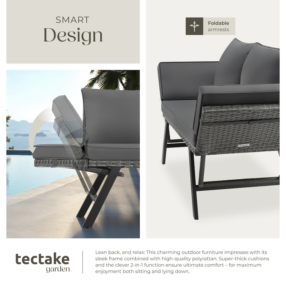 image 1 of Garden Sofa Sintra - multi-functional, UV and weather resistant | Grey | grey | 61 x 157 x 89 cm | 1