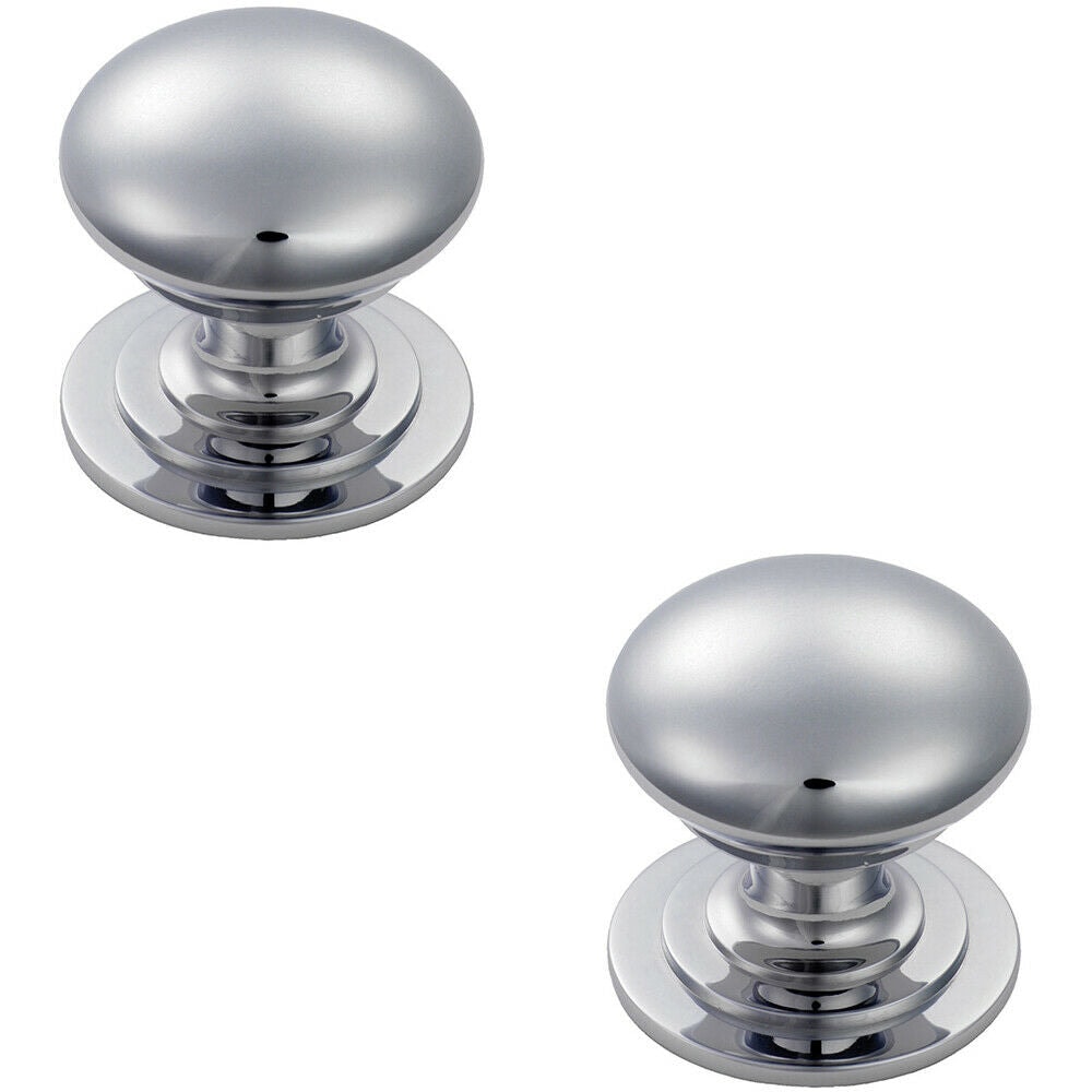 Loops 2x Victorian Round Cupboard Door Knob 32mm Dia Polished Chrome Cabinet Handle