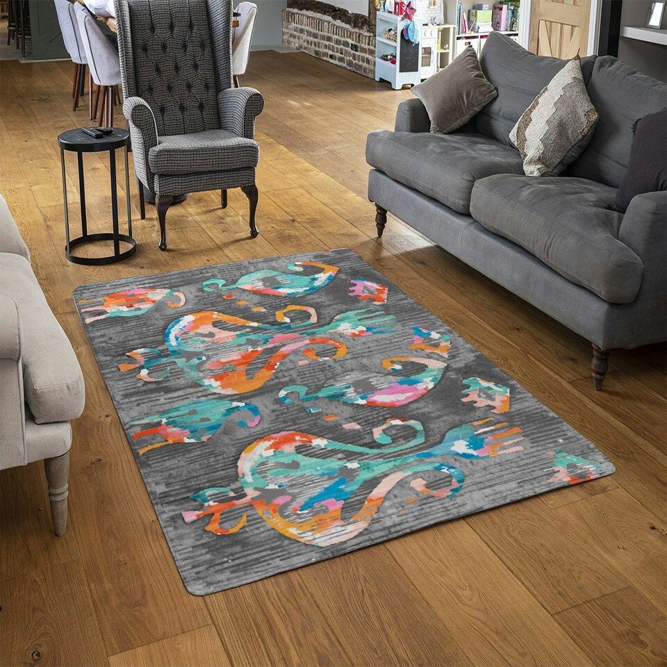 image 1 of Trendy tribal pattern in watercolour style (Rug) Multi | XL: 160x230cm