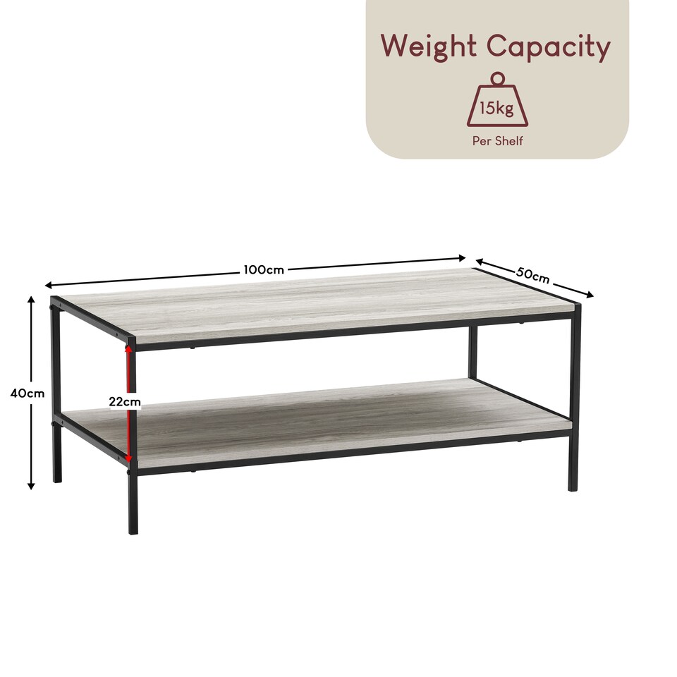 image 1 of Vida Designs Brooklyn Coffee Table Industrial Side Living Room Table, Grey