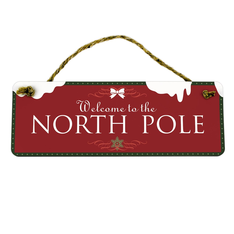 image 1 of North Pole Wooden Wall/Door Sign - Christmas Décor Gift