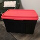 image 2 of 140L Black and Red Tuff Stackable Storage Box with Lid and Carry Handles Black