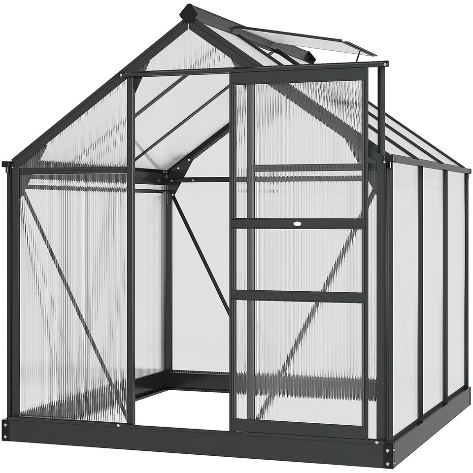 image 1 of Outsunny 6x6ft Walk-In Polycarbonate Greenhouse Plant Grow Galvanized