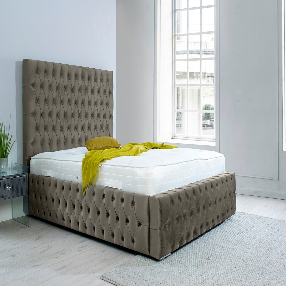 Orella Plush Small Double Bed Frame - Grey