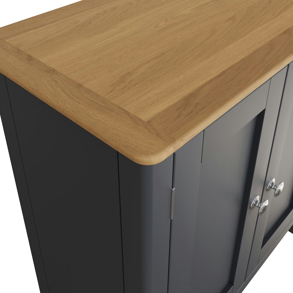 image 1 of Taberno Oak 2 Door Compact Sideboard Graphite Blue Blue