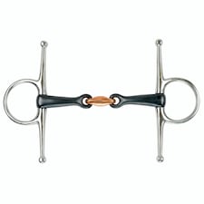 Shires Sweet Iron Lozenge Horse Full Cheek Snaffle Bit - Black/Silver - 5in