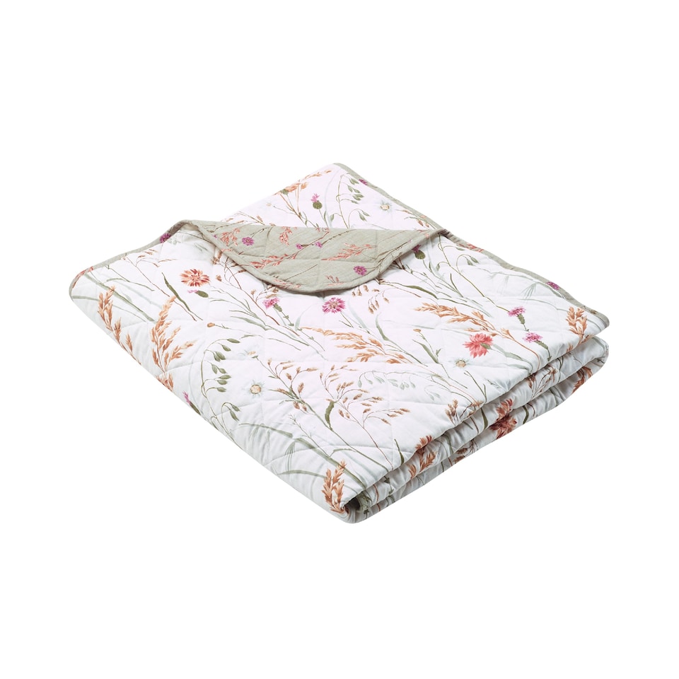 image 1 of Catherine Lansfield Brushed Grasmere Floral Cotton Reversible Quilted Bedspread