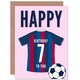 image 1 of Football Strip Kit Red Striped Top Age 7 Year Old Child Kids 7th Birthday Card