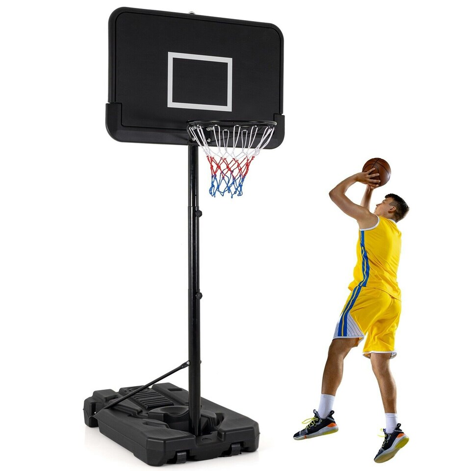 image 1 of COSTWAY Adjustable Portable Basketball Hoop Goal System Black | Standard