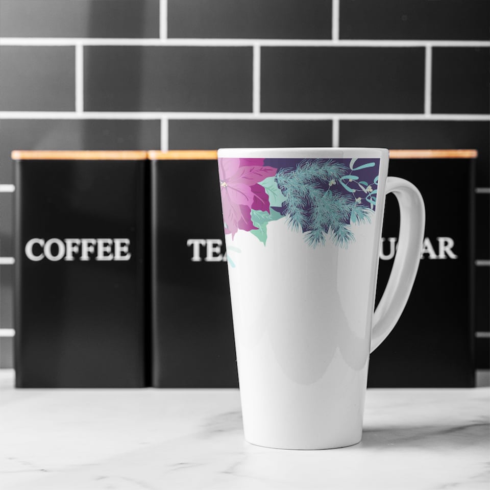 image 1 of Purple & Blue Flowers Latte Mug