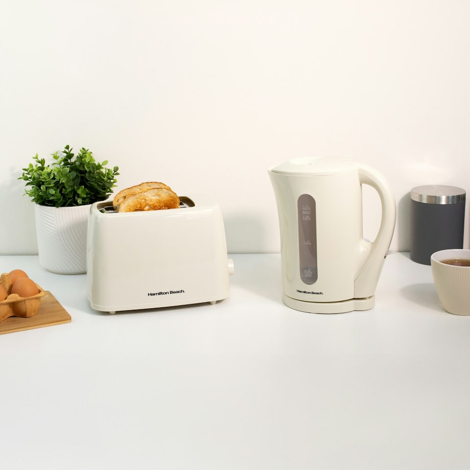 image 1 of Hamilton Beach 1.7L Kettle & 2 Slot Toaster Set - Cream