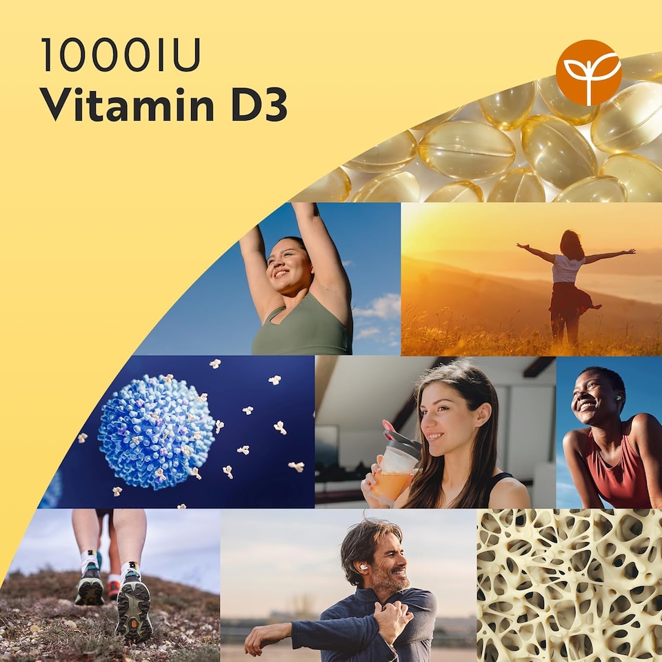 image 1 of Nutravita Vitamin D 1000 IU (25mcg) for Maintenance of Healthy Immune System, Muscles, Bones & Teeth - Vitamin D3 Cholecalciferol - 365 VIT D Softgels