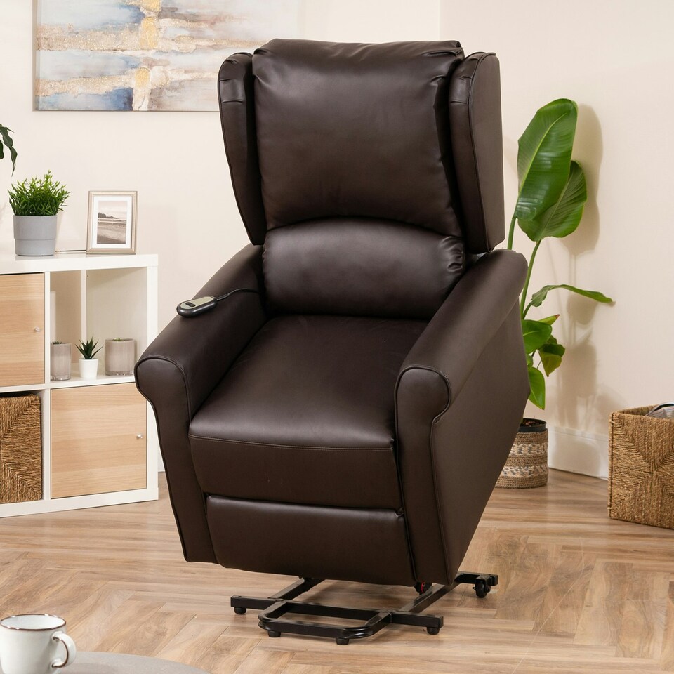 image 1 of Corcoran Electric Riser Recliner with Massage and Heat - Brown